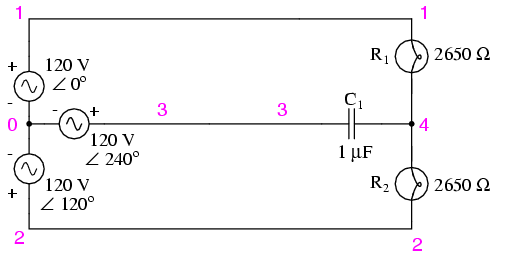 SPICE circuit for phase sequence detector