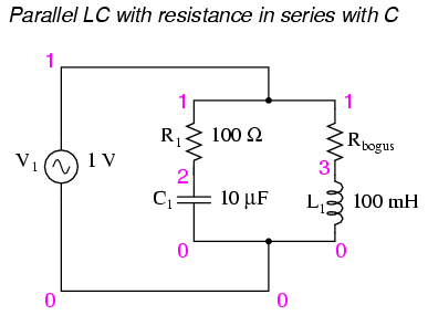 Parallel LC with resistance in serieis with C