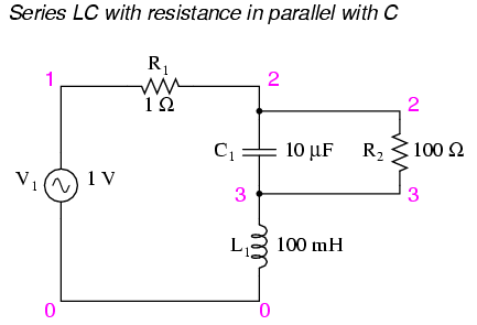 Series LC resonant circuit with rsistance in parallel with C