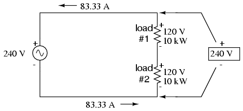 Two Lower voltage Loads in Series