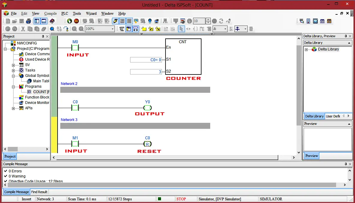 Delta PLC Counter with Comparison - InstrumentationTools