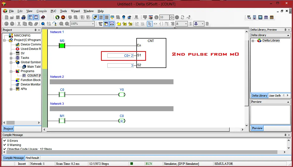 Delta PLC Programming CNT and DCNT counters