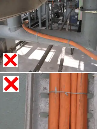 Do not use wire to tie-down cables