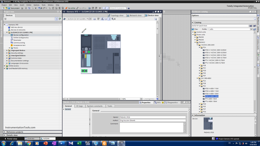 Configuration of Siemens VFD Using TIA Portal