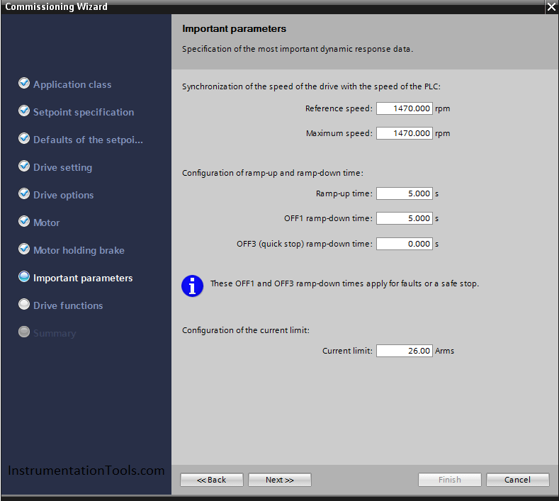 Adjust your current and speed limitation in Siemens Tia Portal