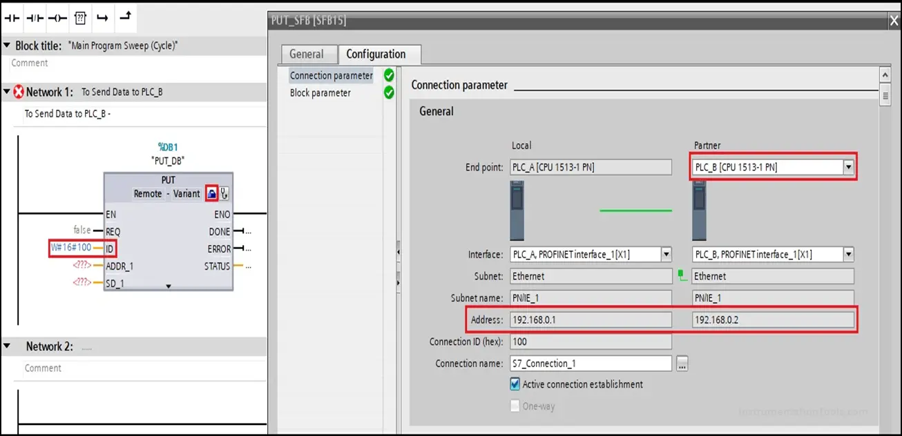 Siemens S7 Connection Parameter Selection