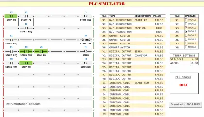 Free Download PLC Simulator using Excel