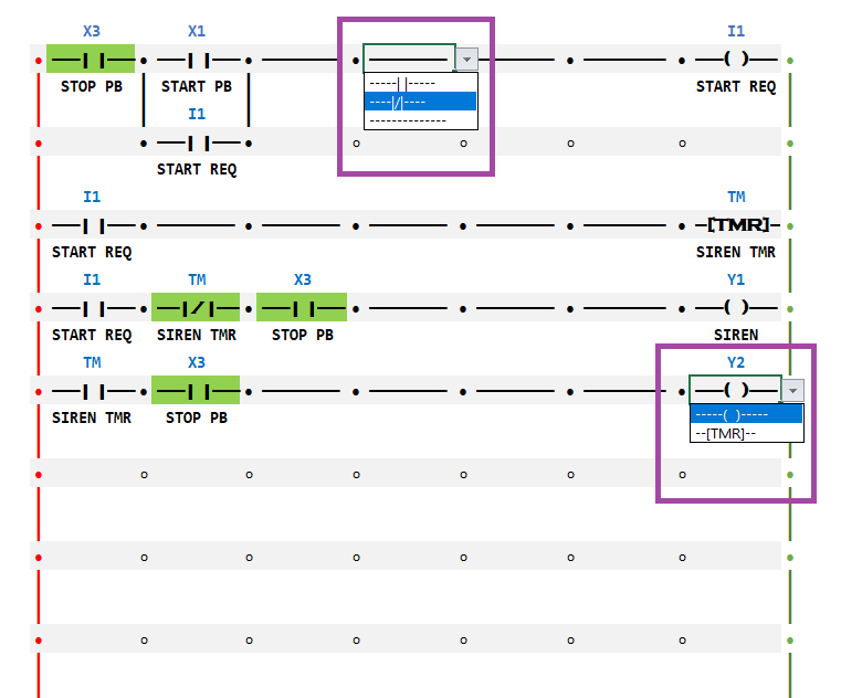 Ladder Logic in Excel