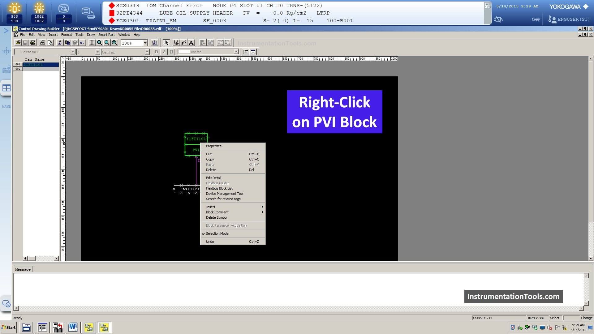 Right-click on PVI Block