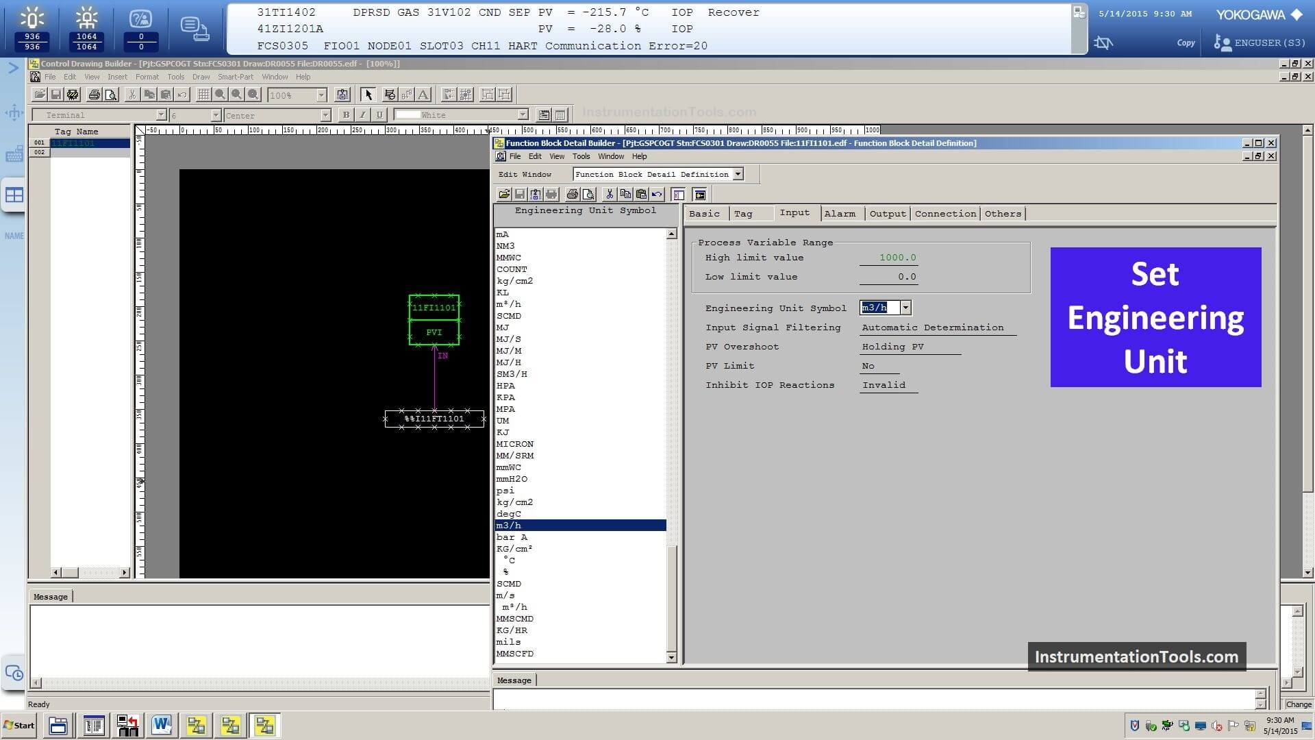 Set Engineering Unit in Yokogawa DCS