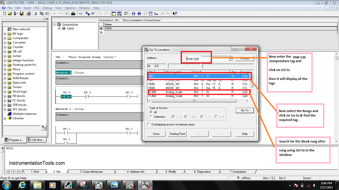 Procedure For reading or searching the tag number in Siemens PLC