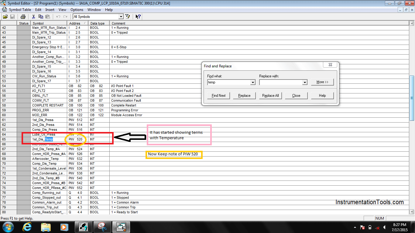 Find the Tag and note down the address in plc