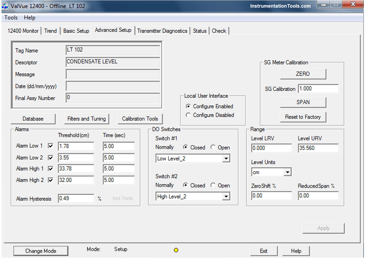 Condensate Level Transmitter Calibration