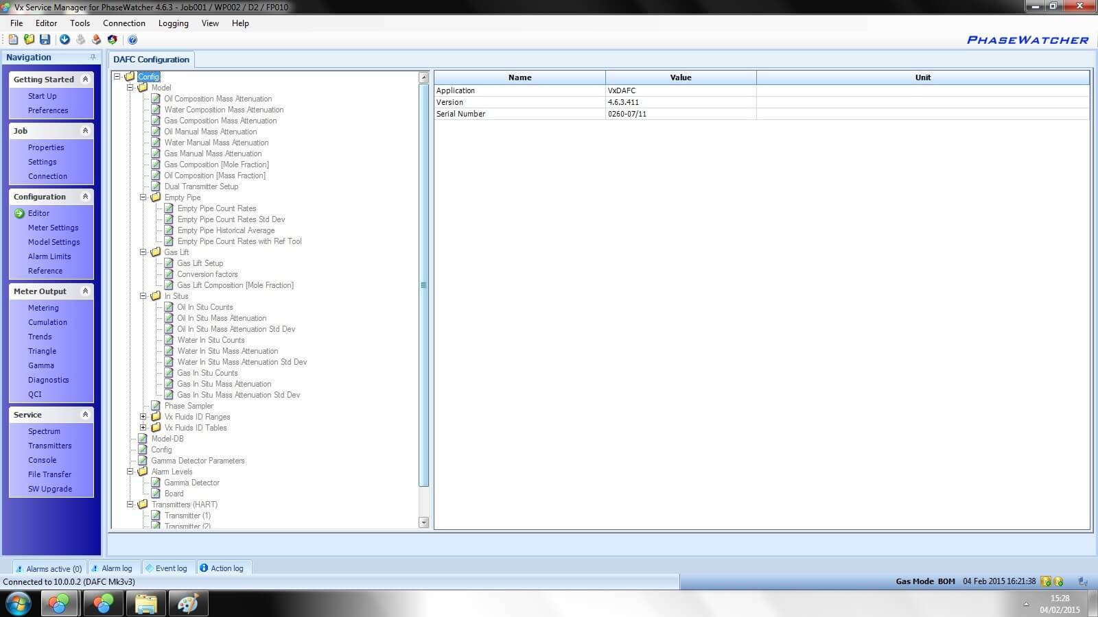 DAFC Configuration in Vx Service Manager MPFM