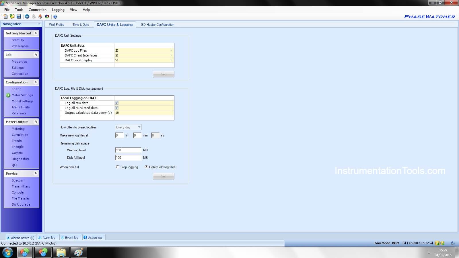 DAFC Units and Data Logging in Flow Meter