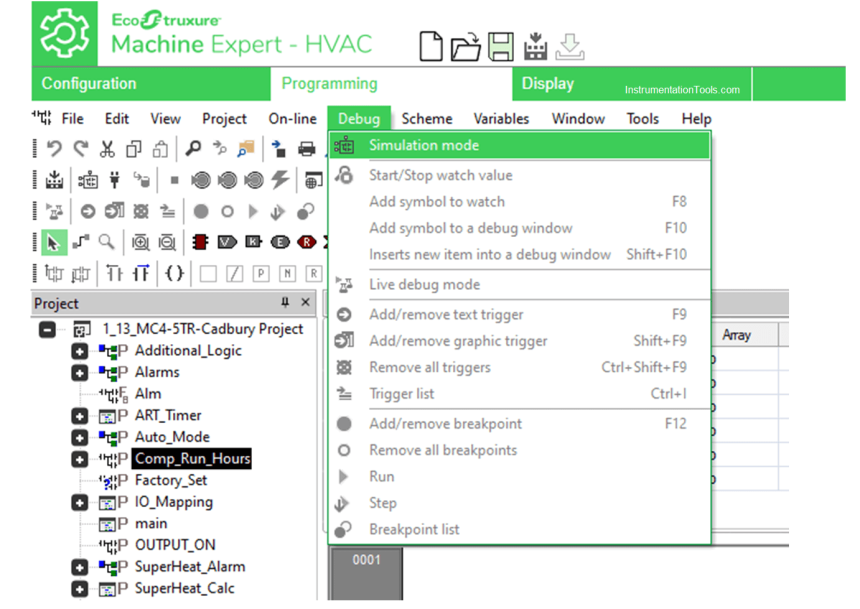 Simulation in Machine Expert HVAC