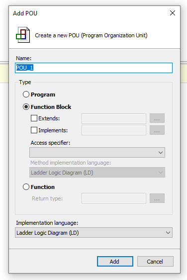 Create a New POU in PLC