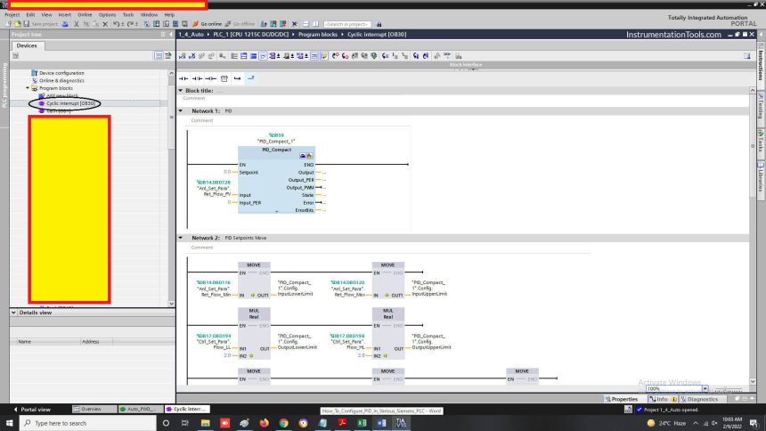 Example of PID Control Instruction