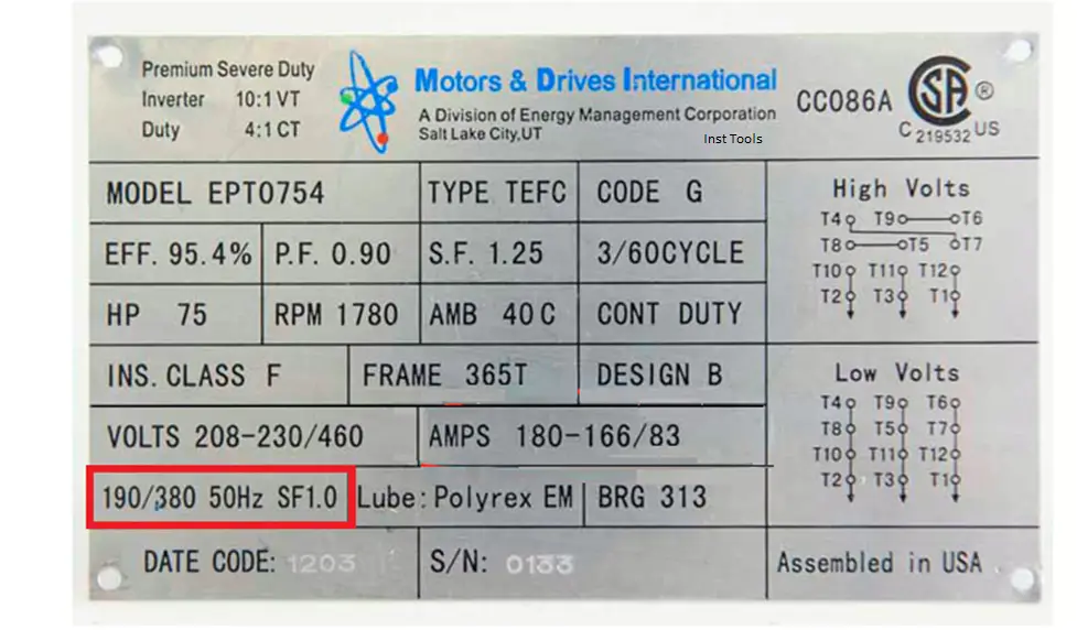 Motor Nameplate Terms