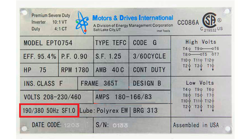Motor Nameplate Terms