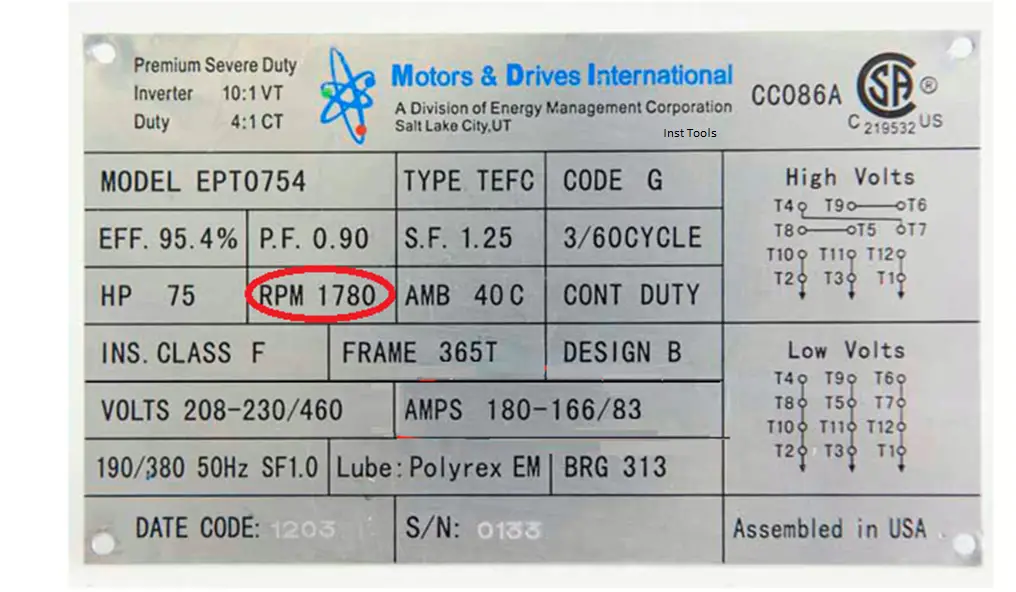 Motor Nameplate