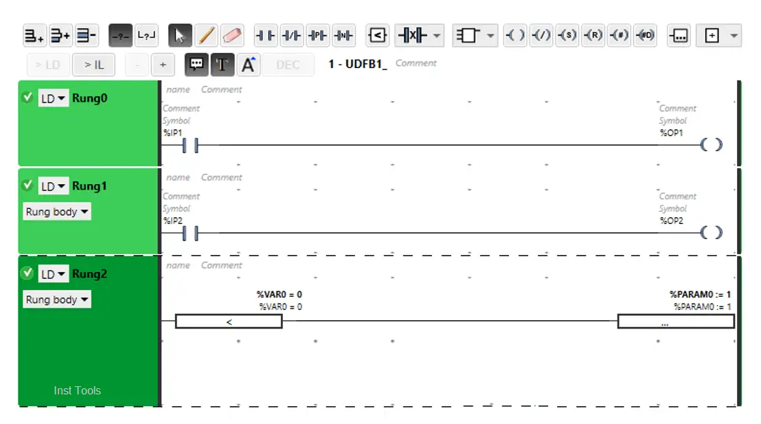 PLC logic written for all the variables