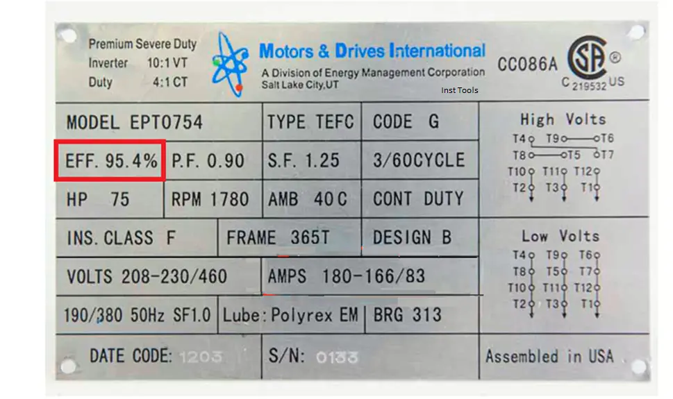 Read Motor Nameplate Detail