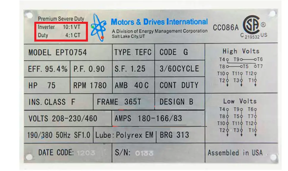 ratings are on your motor nameplate