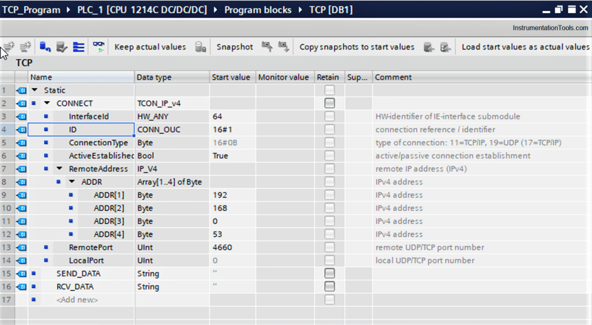 Database in Siemens PLC
