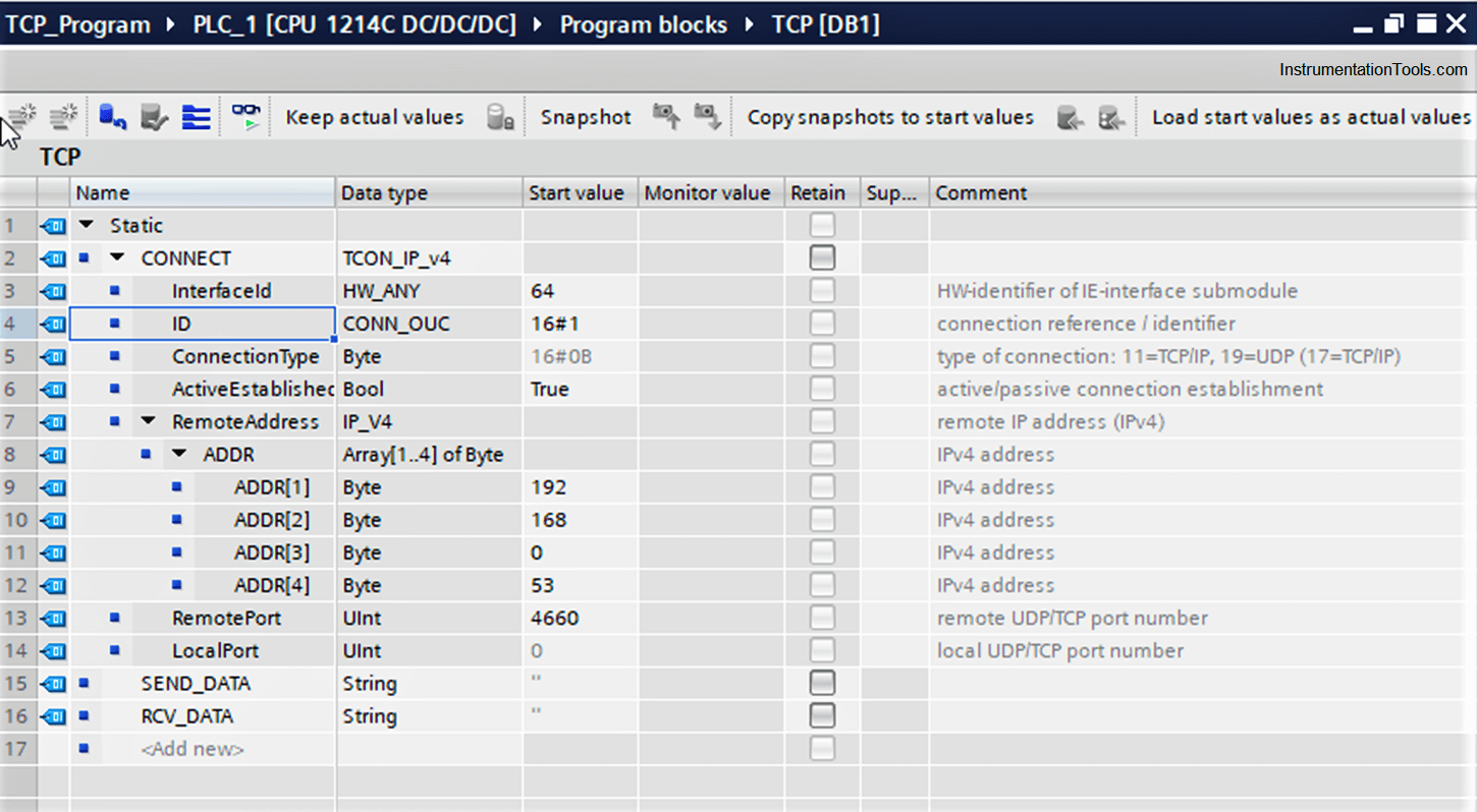 Database in Siemens PLC