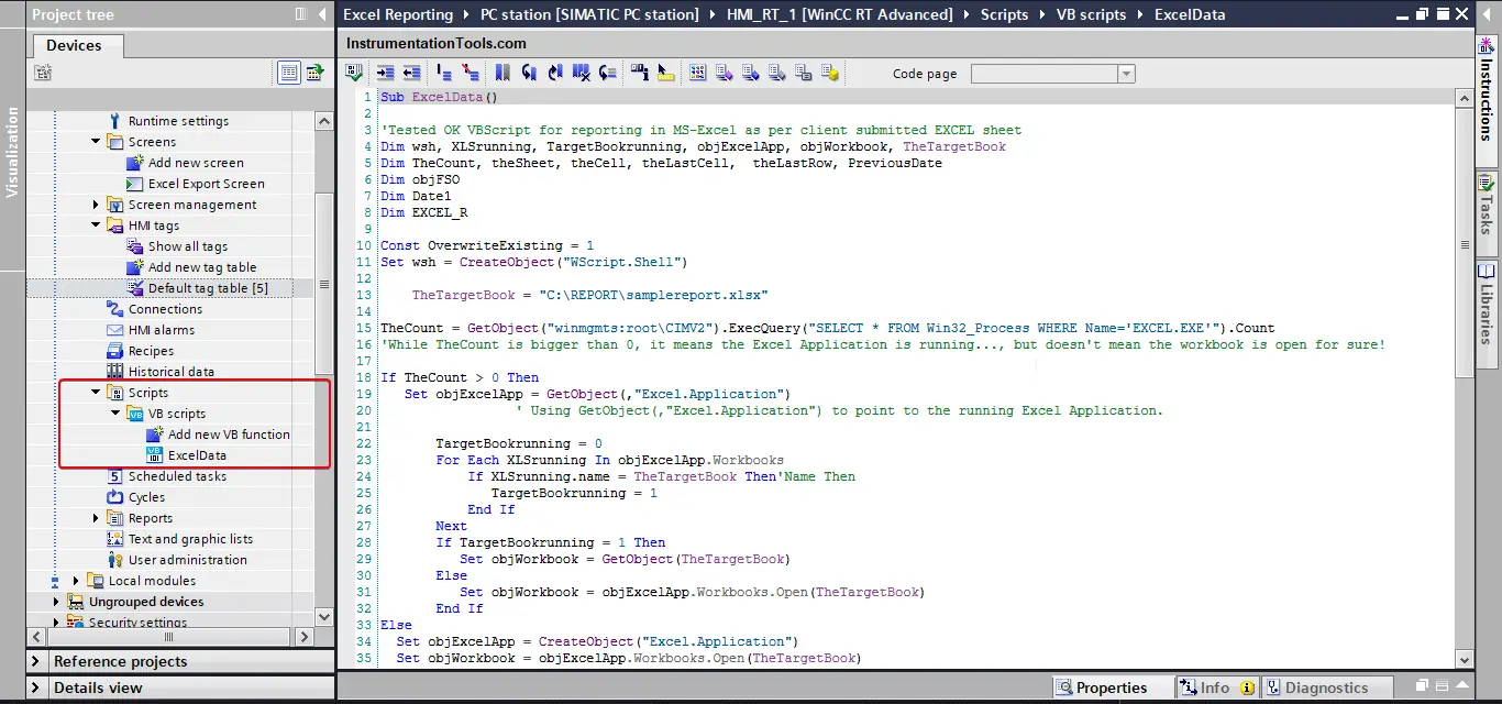 Excel Reporting in Siemens SCADA