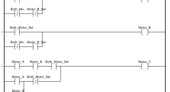 Ladder Logic Example of Two Motors Interlinked with another Motor