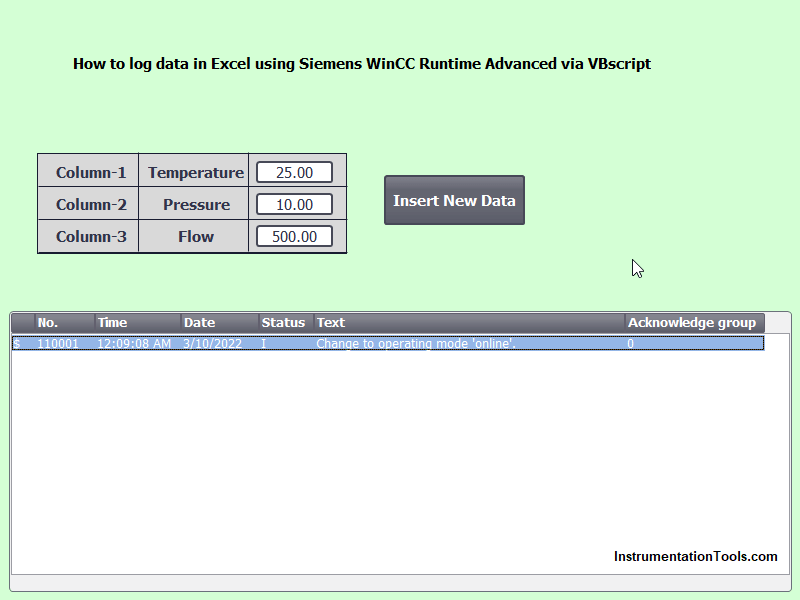 data logging functions of the WinCC