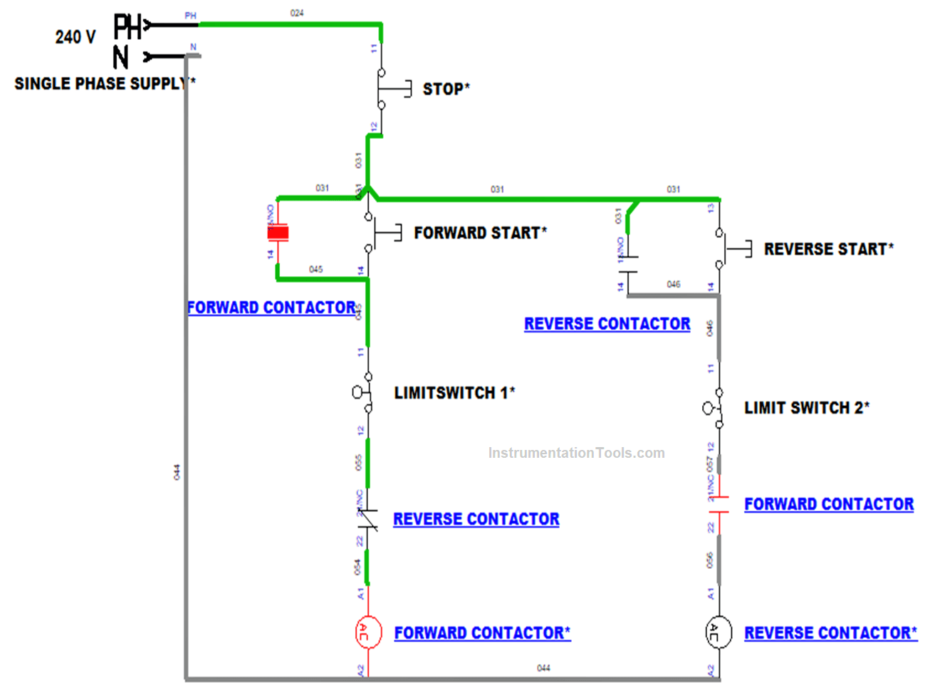 motor forward reverse control circuit diagram