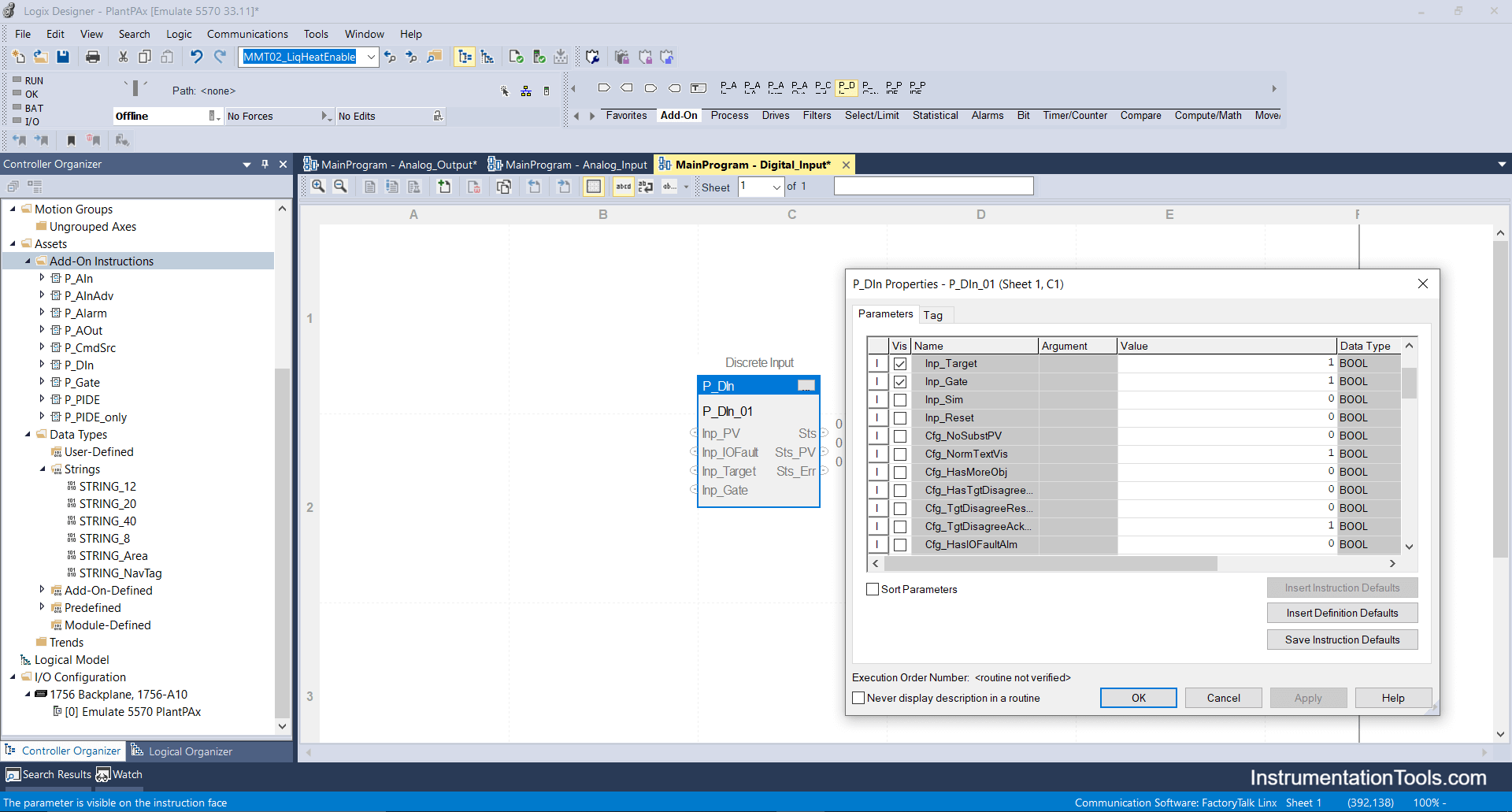 Digital input add-on block in PlantPax