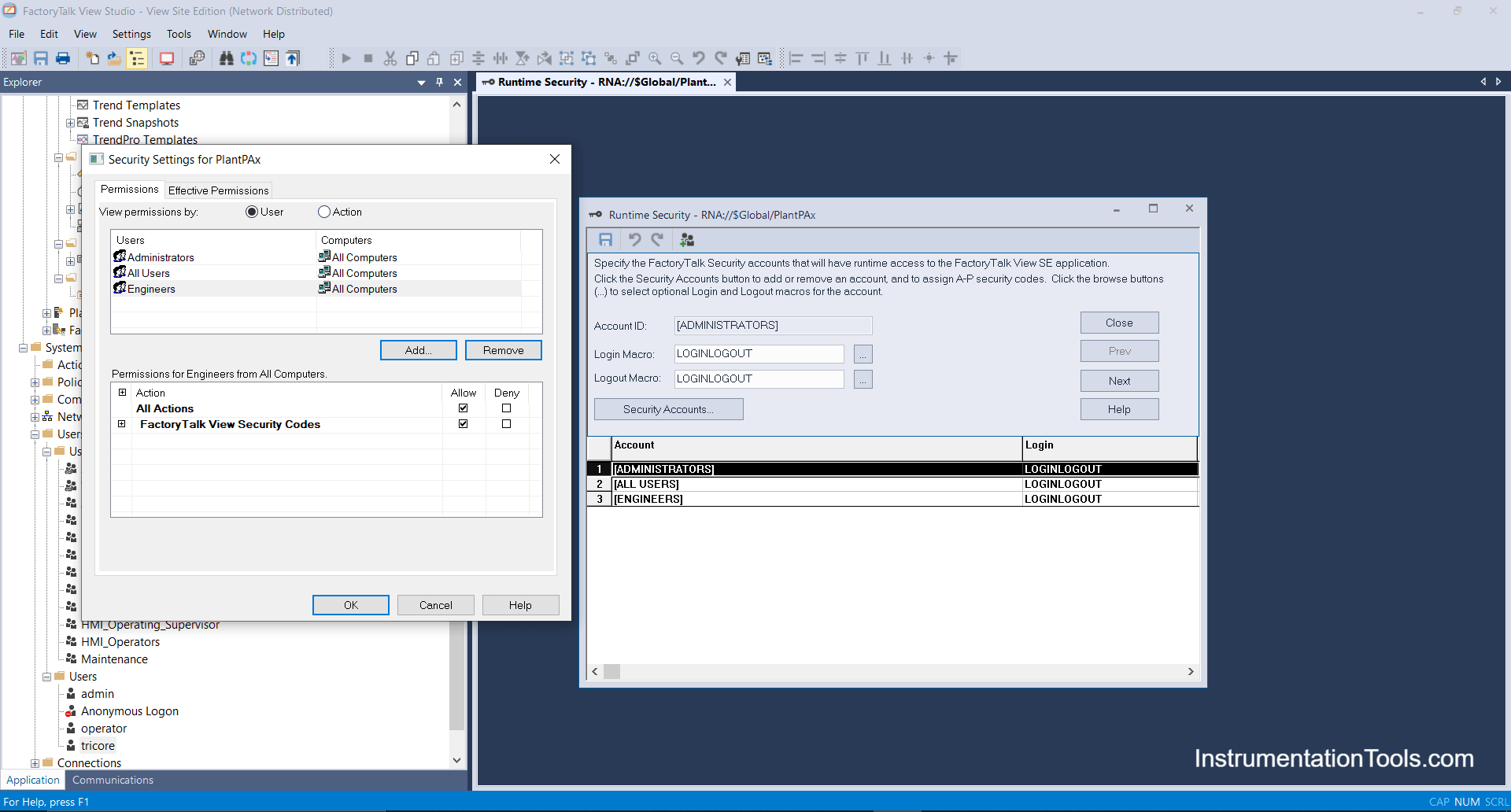 PLC HMI Security Accounts