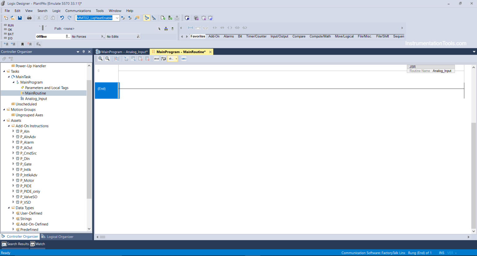 Add On Instructions Programming – Analog Input Devices