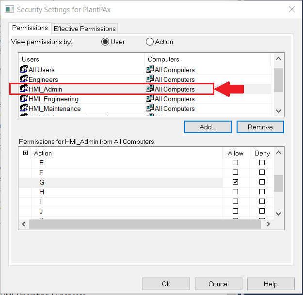 Security Settings for PlantPAx