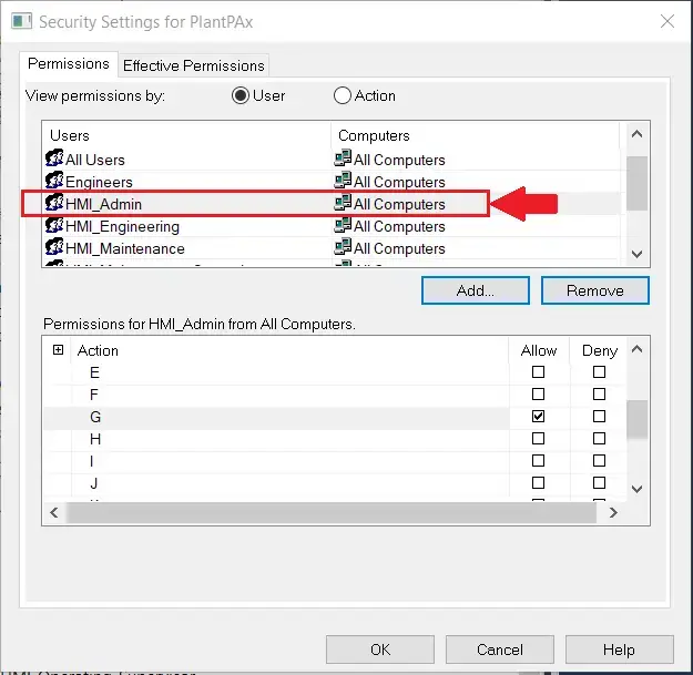 Security Settings for PlantPAx