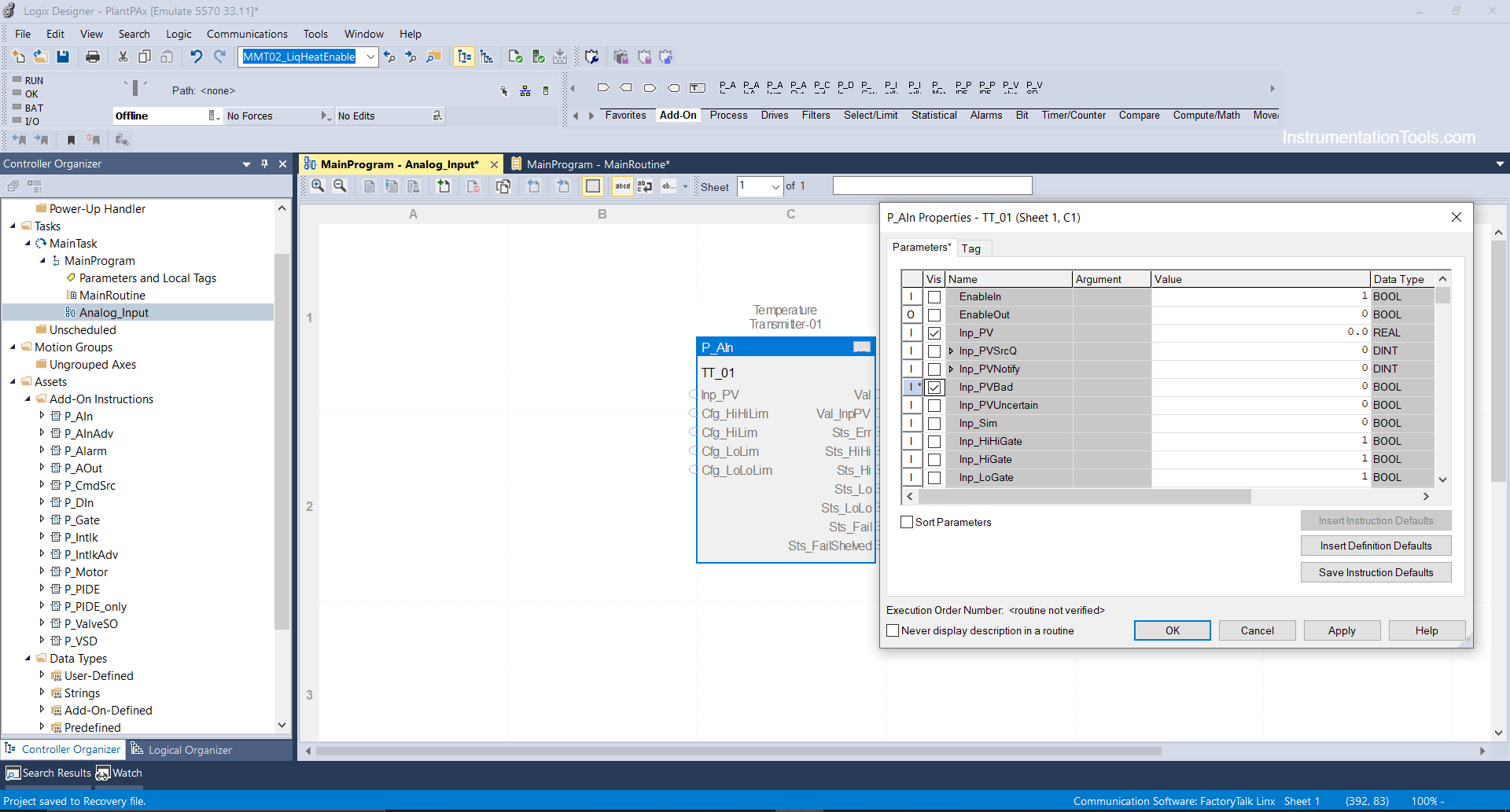 parameters in logix designer