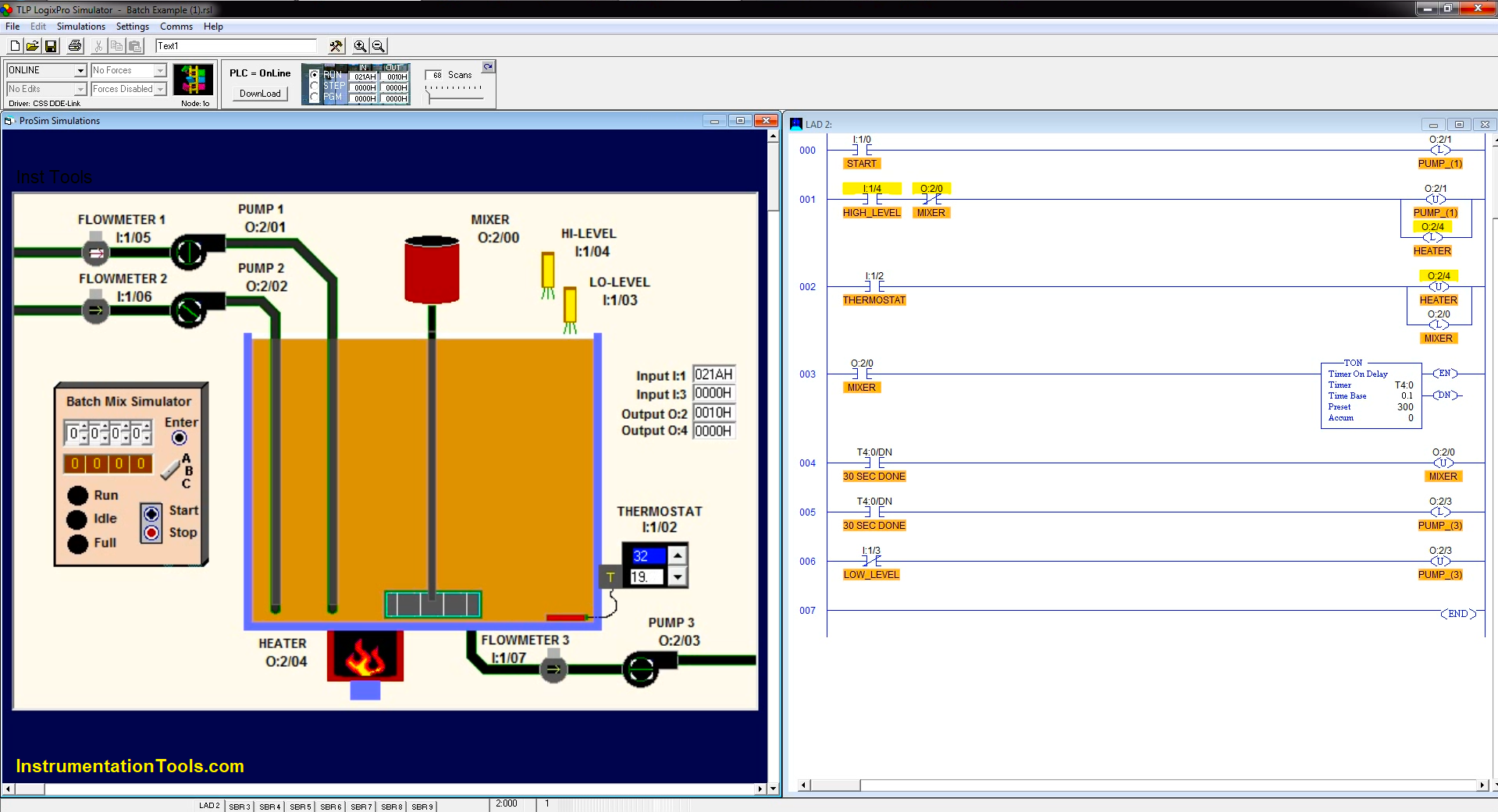 Batch Simulator using LogixPro PLC Simulator