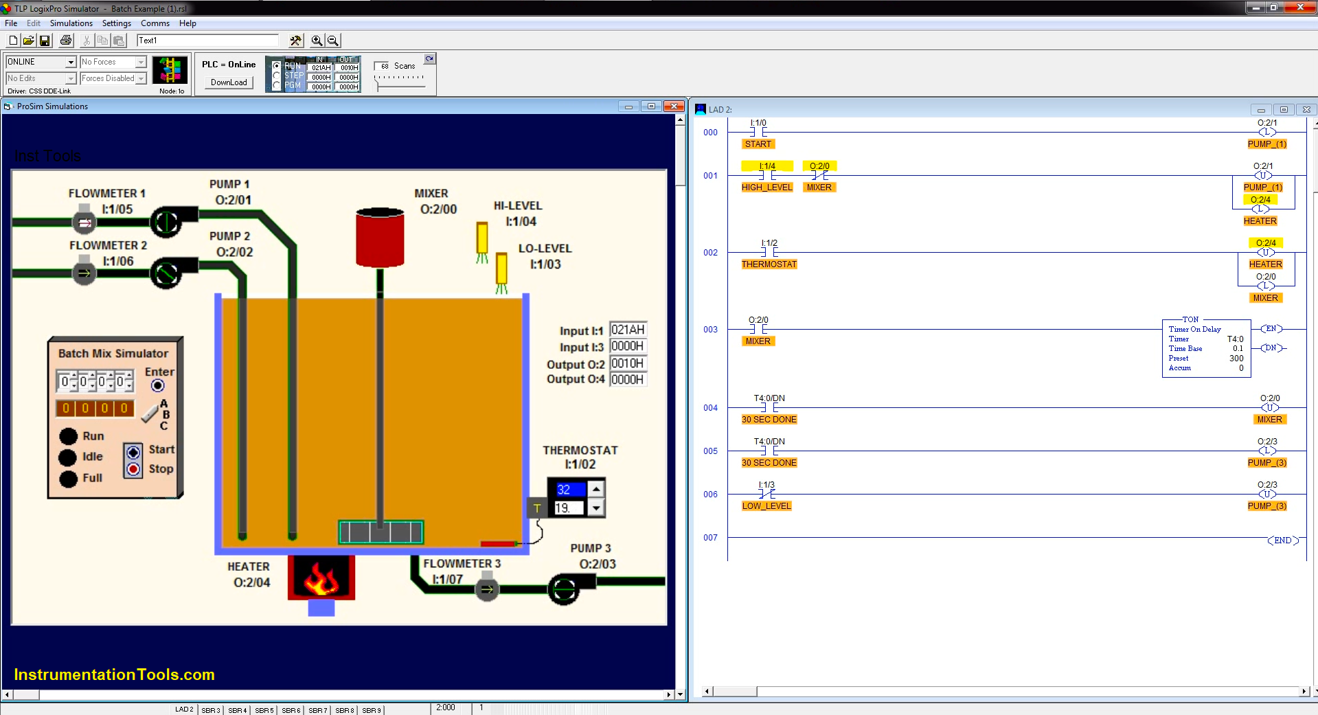 logixpro batch mix process using all inputs