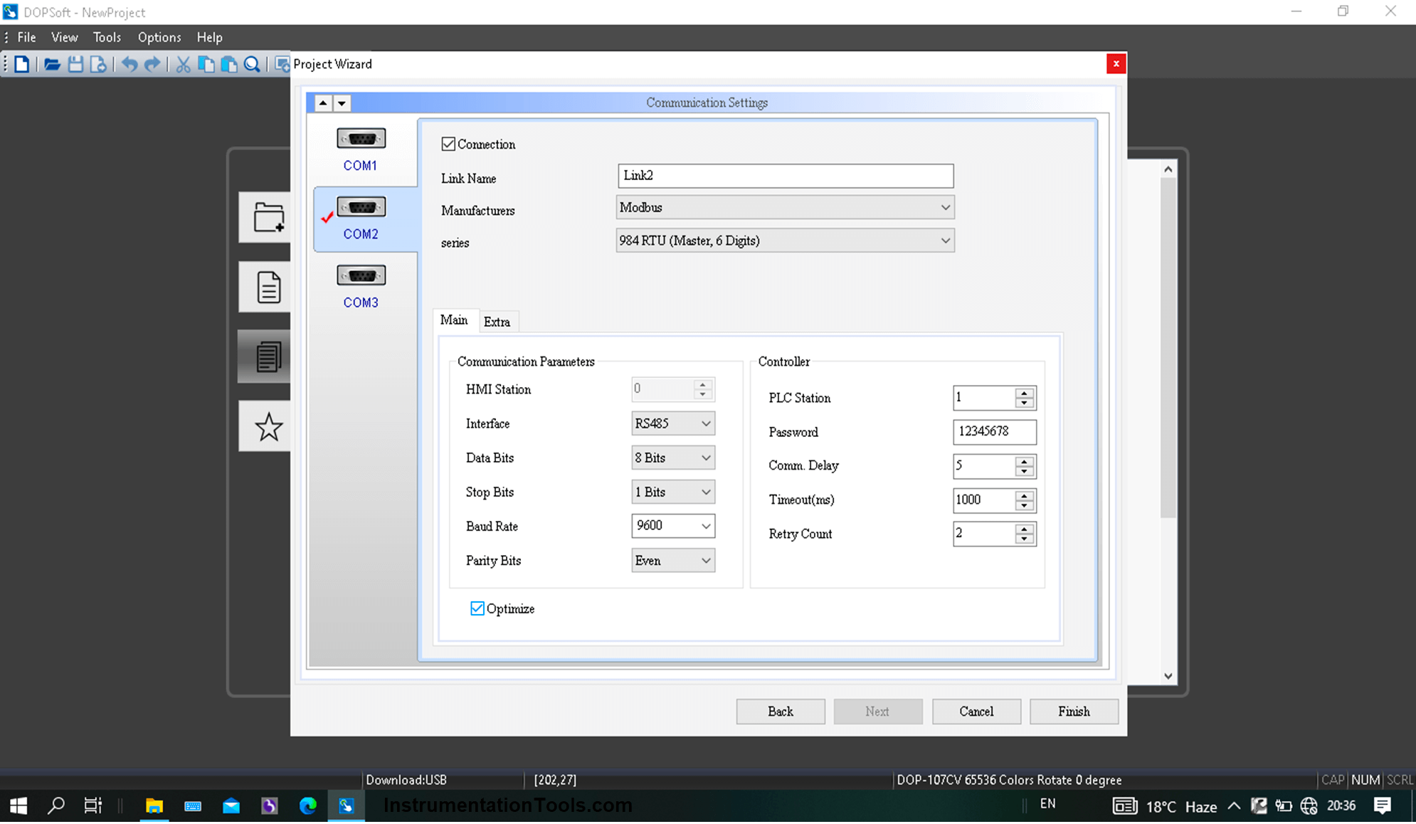 Delta HMI DOPsoft Settings