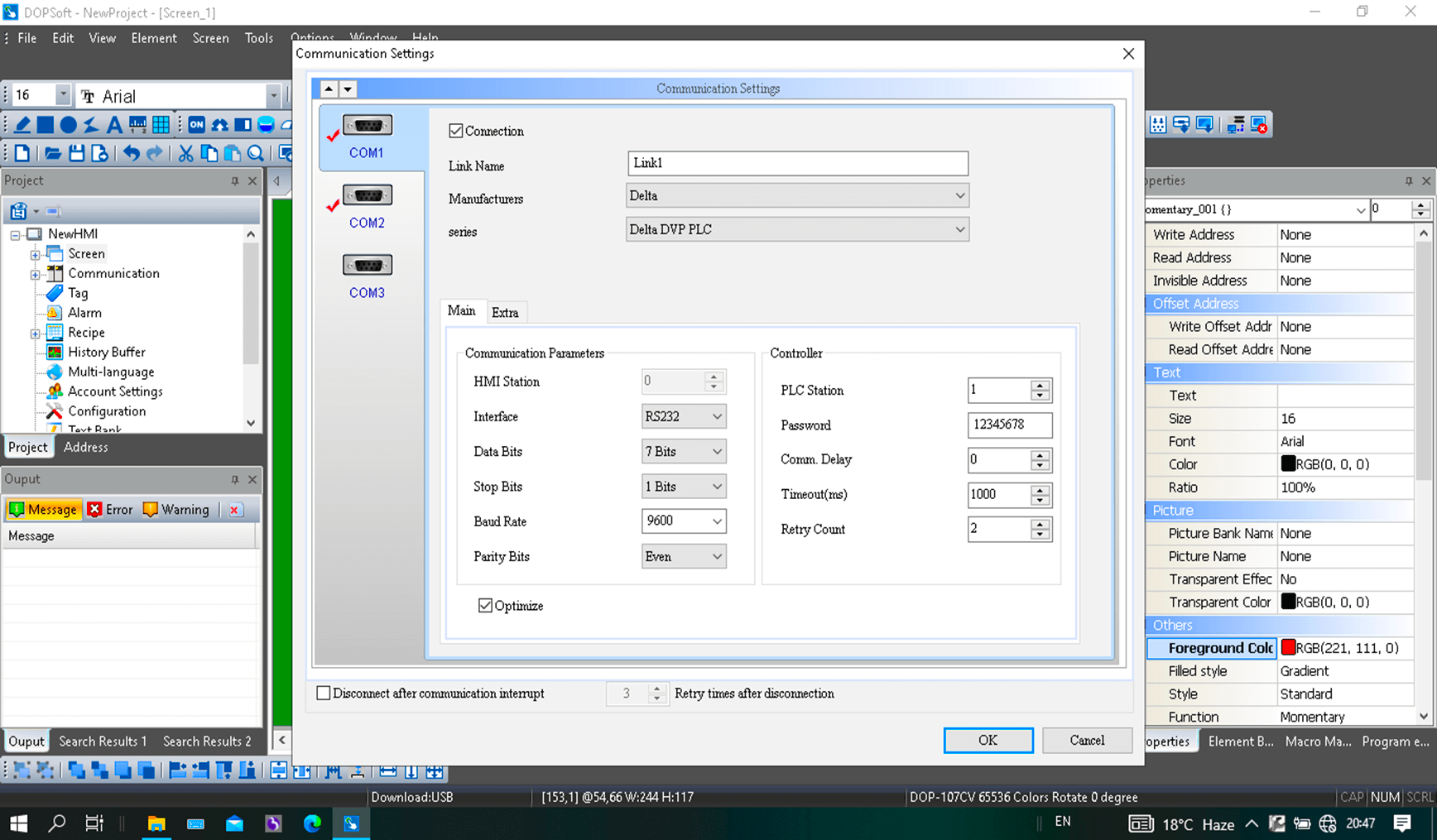 Delta HMI Modbus