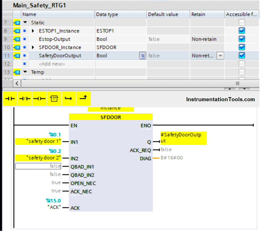 add tags to SFDOOR instruction block