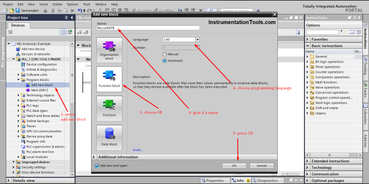 Tia Portal - Different Instances of Calling a Function Block