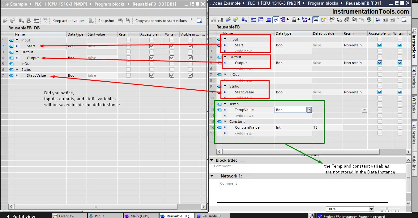 Data saved from the FB into the data instance