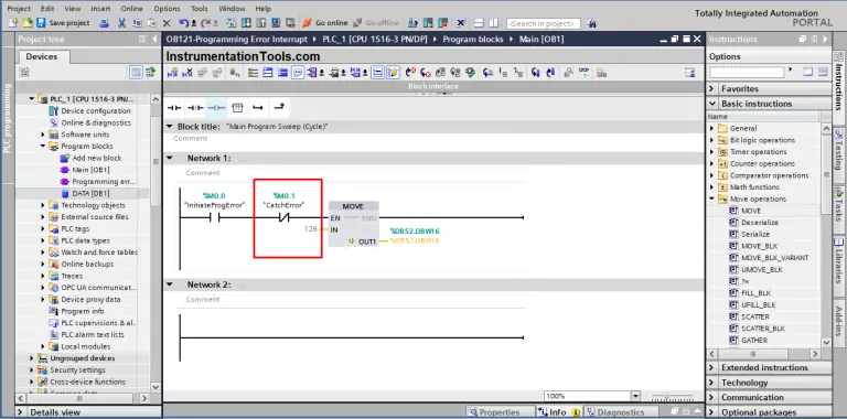 Tia Portal - OB121 Programming Errors Interrupt Organization Block