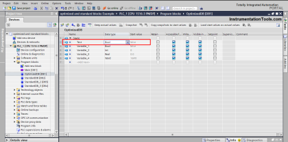 Tia Portal - Optimized and Standard Data Block Access
