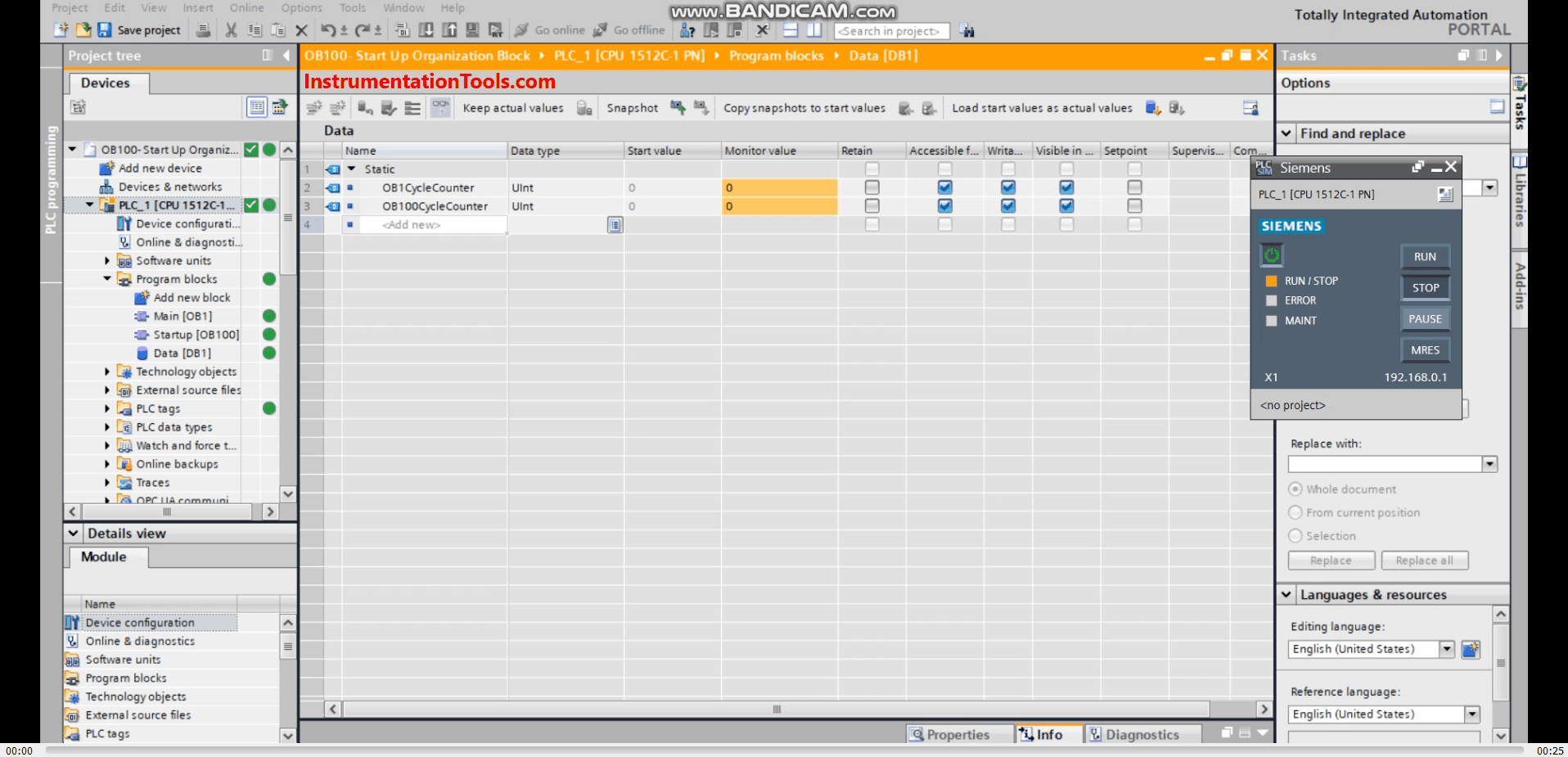 Siemens TIA Portal – Startup OB